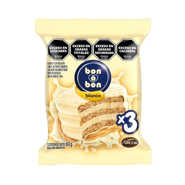 ALFAJOR BON O BON BLANCO TRIPLE X 60G